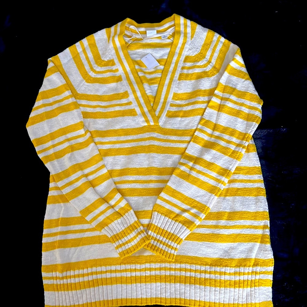 Sweater, yellow and white striped from Gap